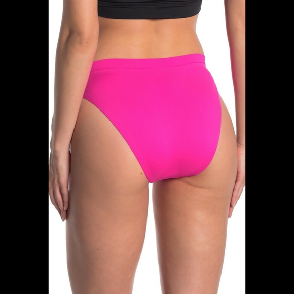 NWT $54‎ BECCA High Waist French Cut Bikini Bottoms in Neon Pink [SZ Large ] - Picture 2 of 11